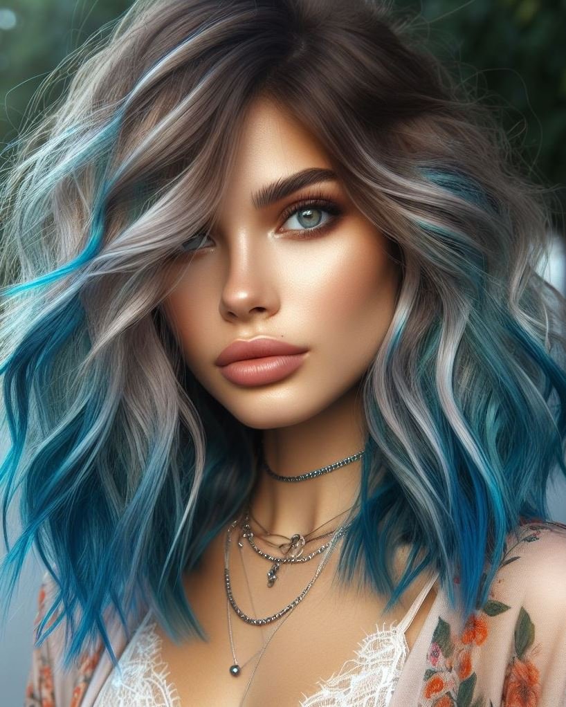 Make a splash with silver electric blue hair. Perfect for those who love to stand out and make a bold impression!