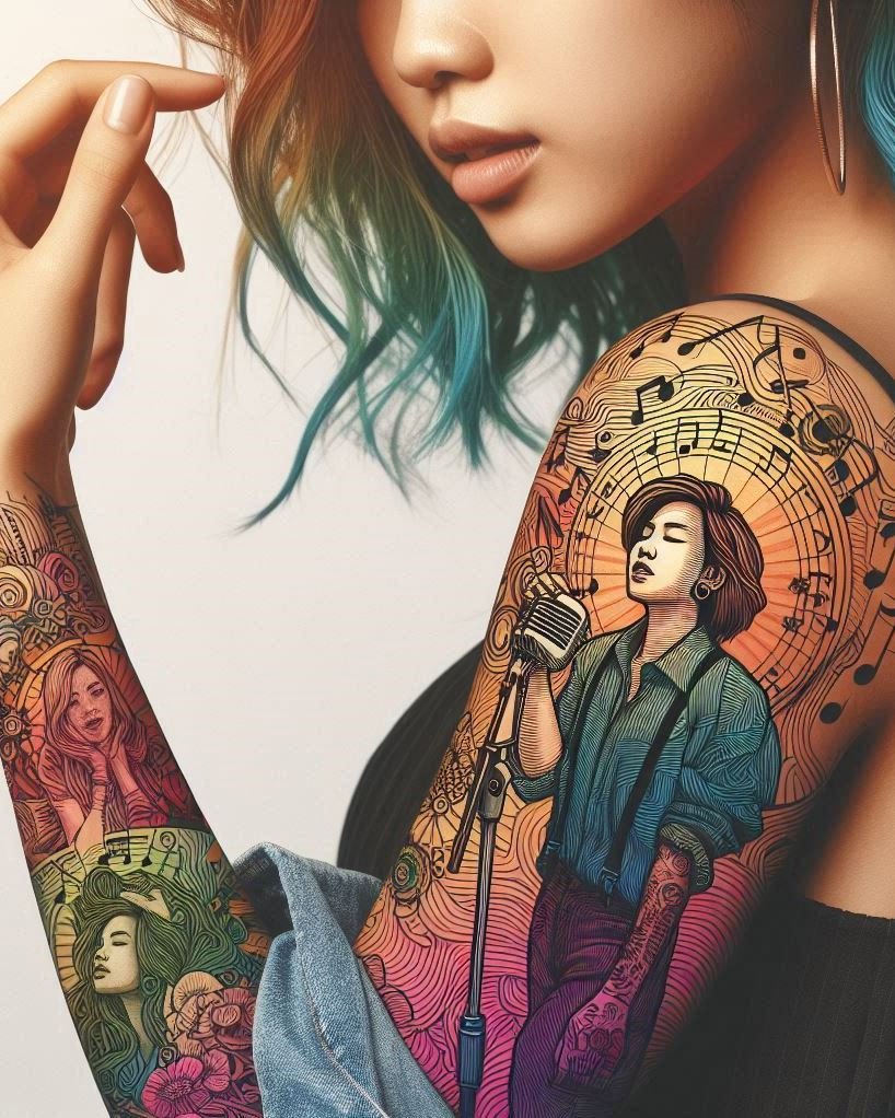Music Tattoos: 75 Must-See Inspirations | Pocoko Bring a touch of retro elegance to your ink with vintage microphone tattoos. Perfect for the true music aficionado!