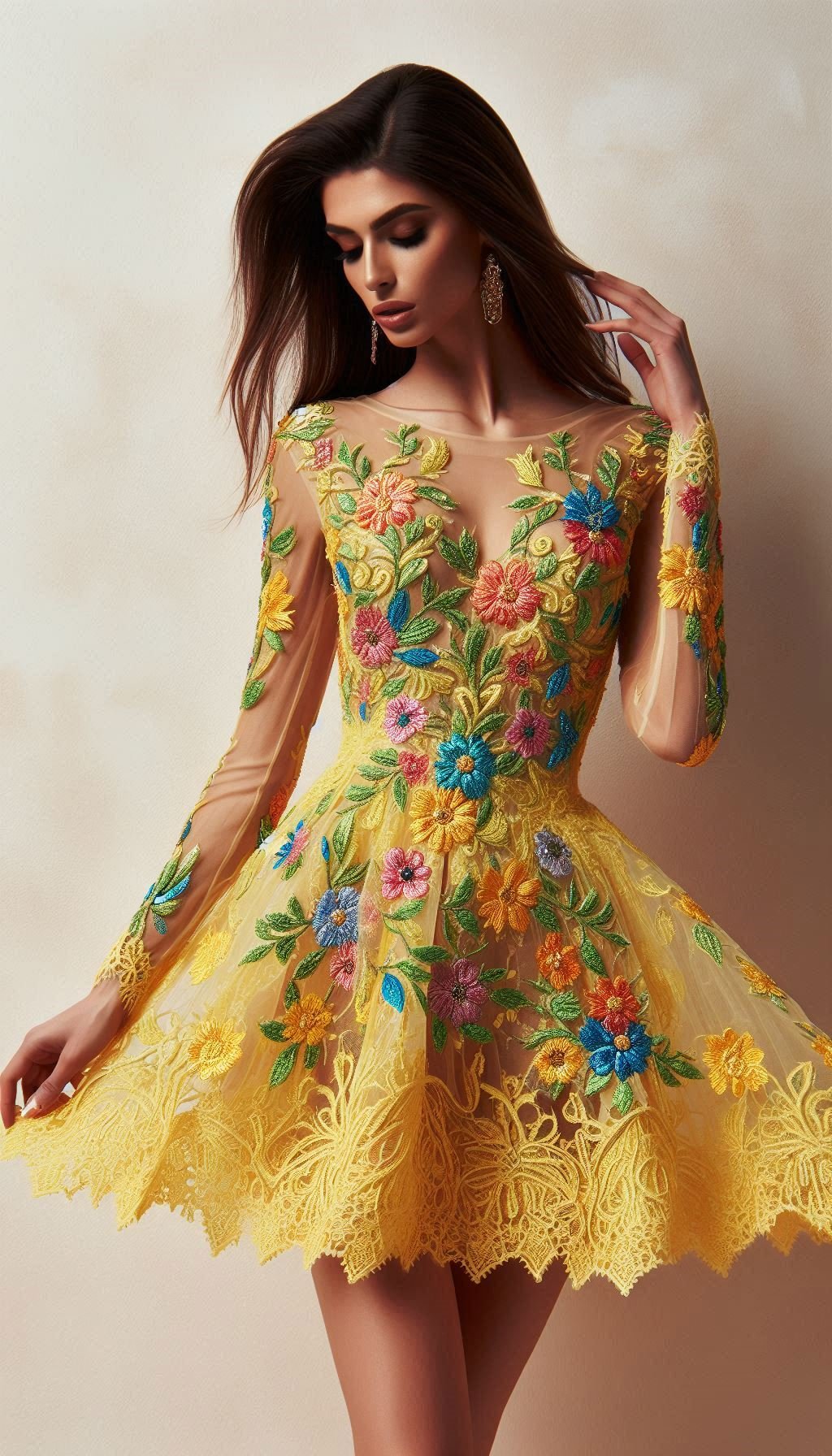Add a pop of color to your wardrobe with this stunning yellow floral lace dress. Perfect for sunny days and special occasions!