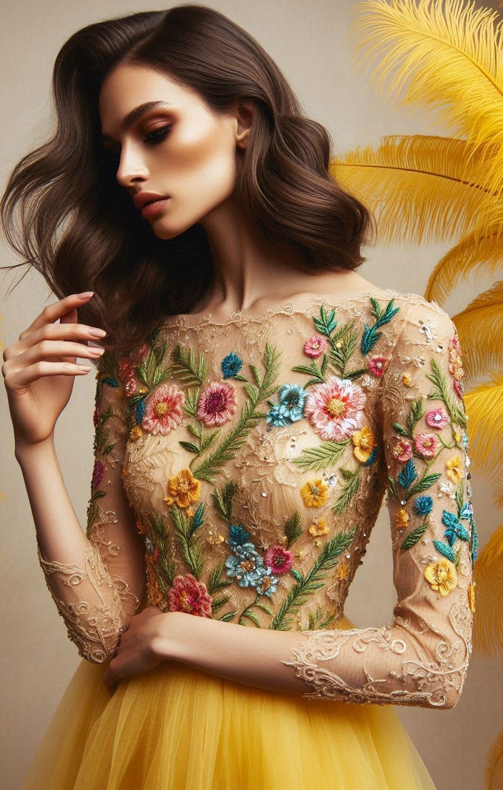 Feel like a burst of sunshine in this bright yellow floral lace embroidered dress. It's all about spreading joy and looking fabulous!