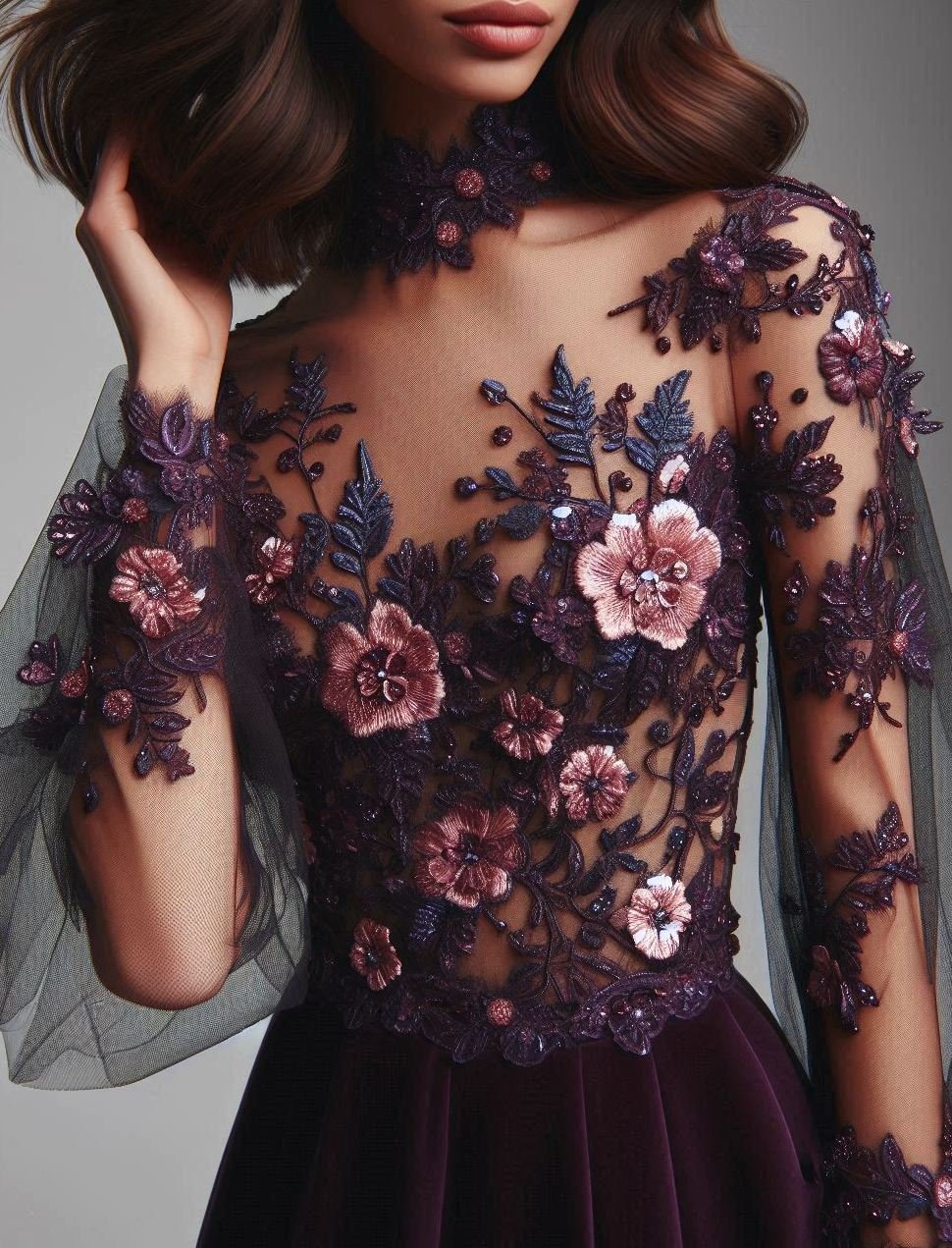 Feel effortlessly chic in this floral lace dress. The dreamy purple and lavender shades are perfect for any occasion!