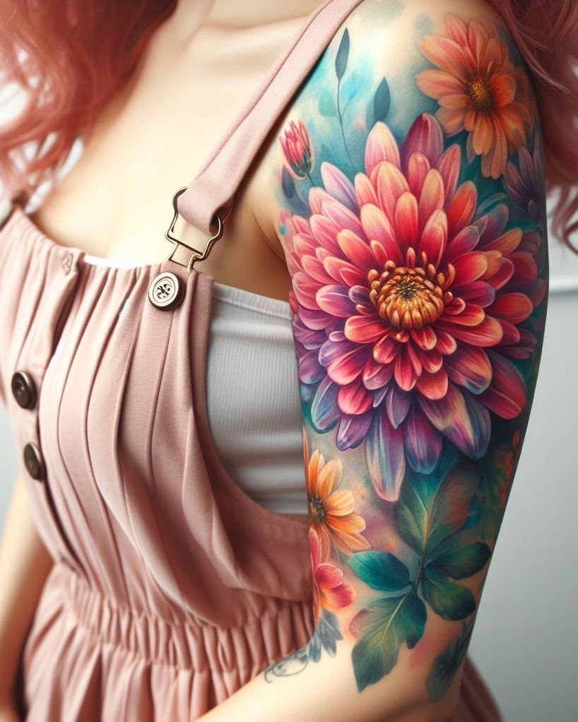 Celebrate the elegance of November with a Chrysanthemum tattoo. These vibrant flowers symbolize happiness and prosperity, making them a beautiful and meaningful addition to your ink!