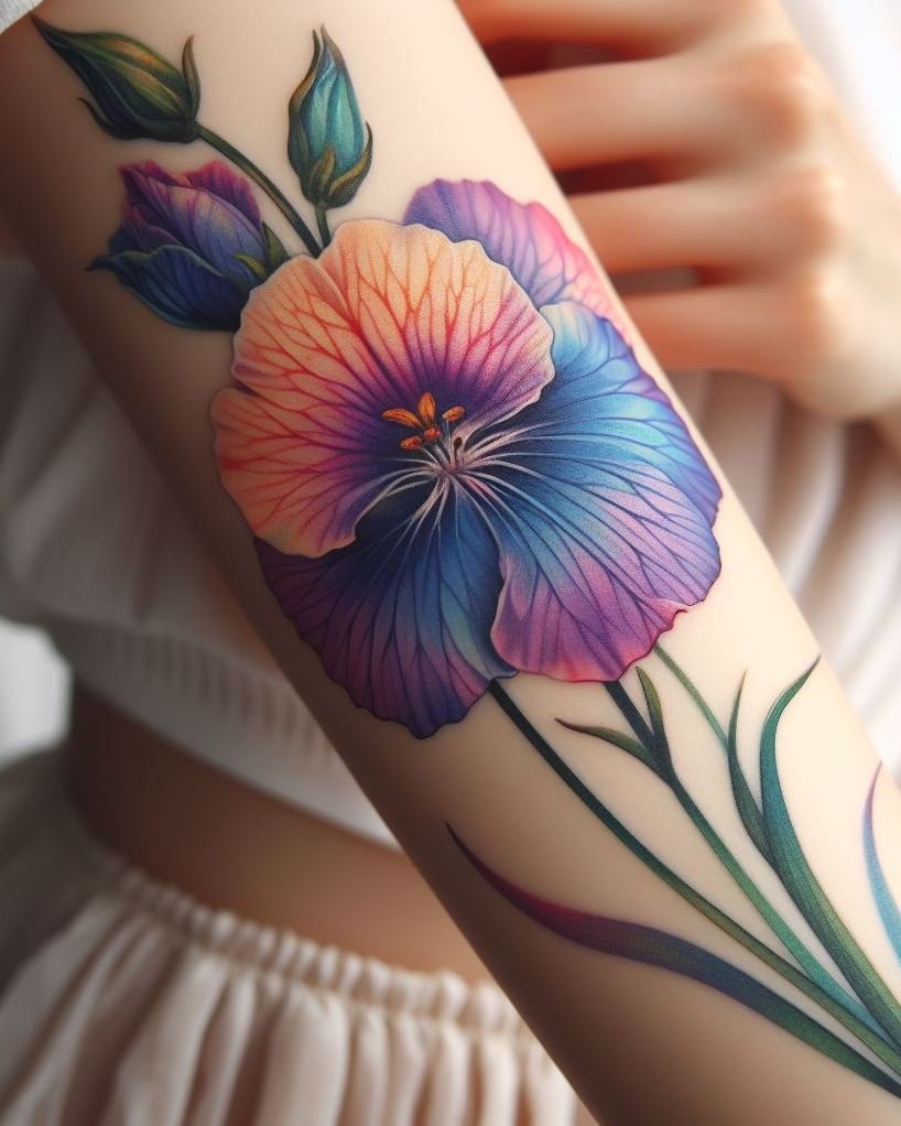 Celebrate your July birthday with a single Larkspur tattoo. This elegant bloom symbolizes positivity and love, perfect for a beautiful and meaningful design!