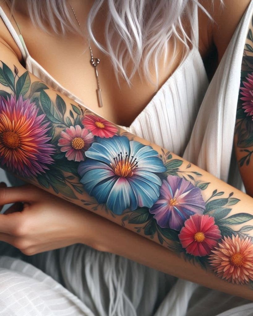 Celebrate September with a stunning mix of Aster and Morning Glory tattoos. This beautiful combination embodies the essence of early fall, bringing together love, wisdom, and renewal in a single captivating design.