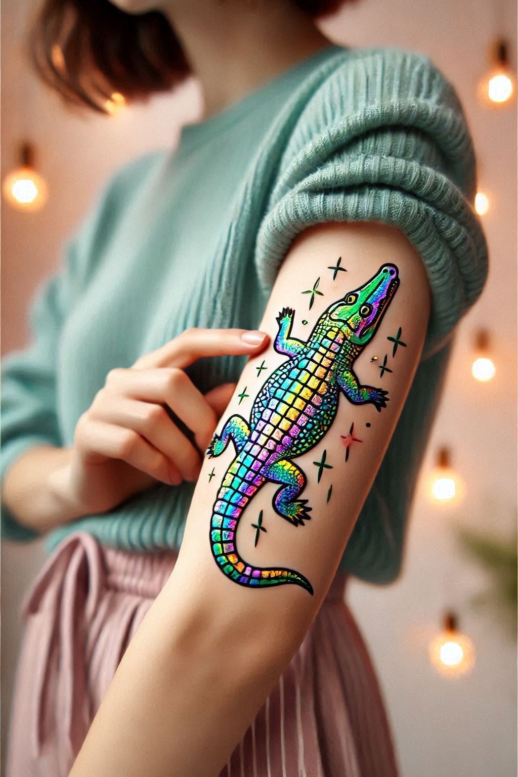 Show off your fearless personality with a Crocodile reptile tattoo. A striking symbol of resilience and untamed spirit!
