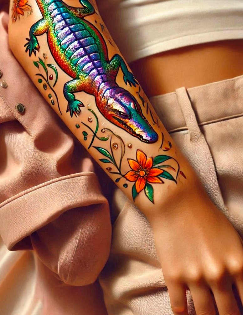 Get ready to snap up compliments with this incredible Crocodile reptile tattoo. A unique design that showcases your bold style!