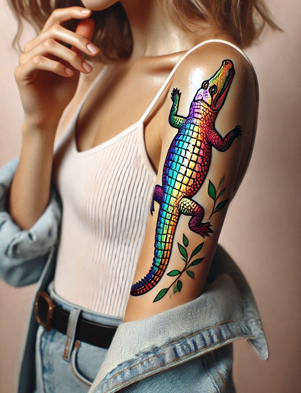 Channel your inner predator with this fierce Crocodile reptile tattoo. A perfect blend of power and elegance for your ink collection!