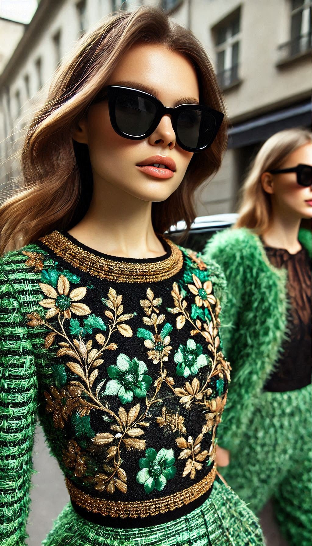 Make a lasting impression with this chic green and black tweed dress. Perfect for any special event, it’s a timeless addition to your wardrobe.