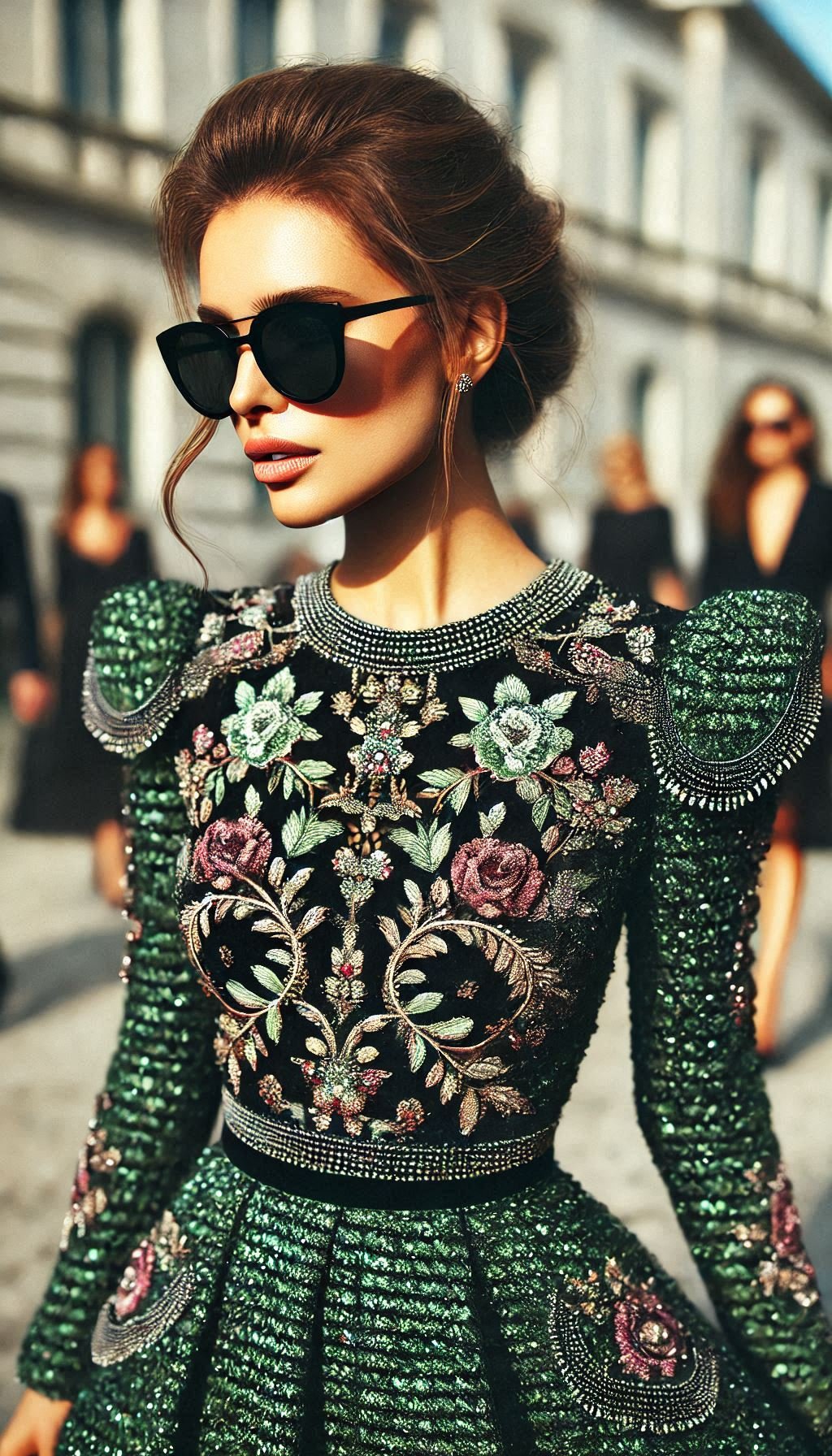 Step up your fashion game with this elegant green and black tweed dress. Ideal for any special occasion, it’s a timeless classic.