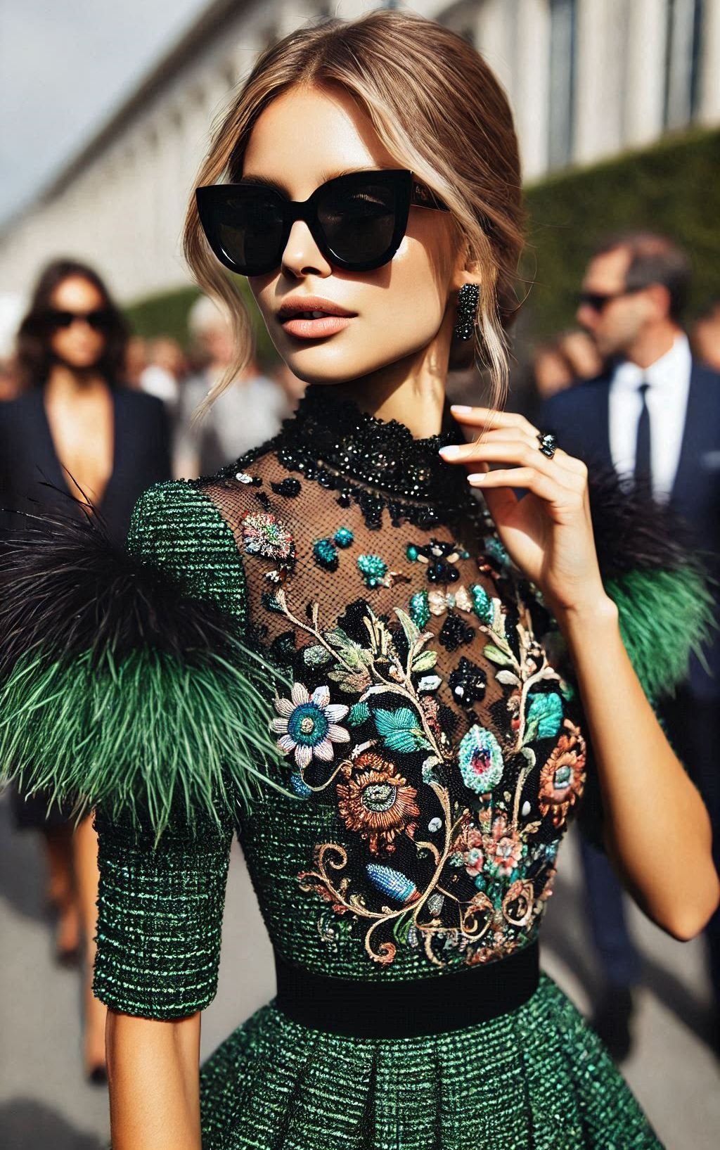 Turn heads at any special occasion with this chic green and black tweed dress. Effortlessly elegant and undeniably fashionable.