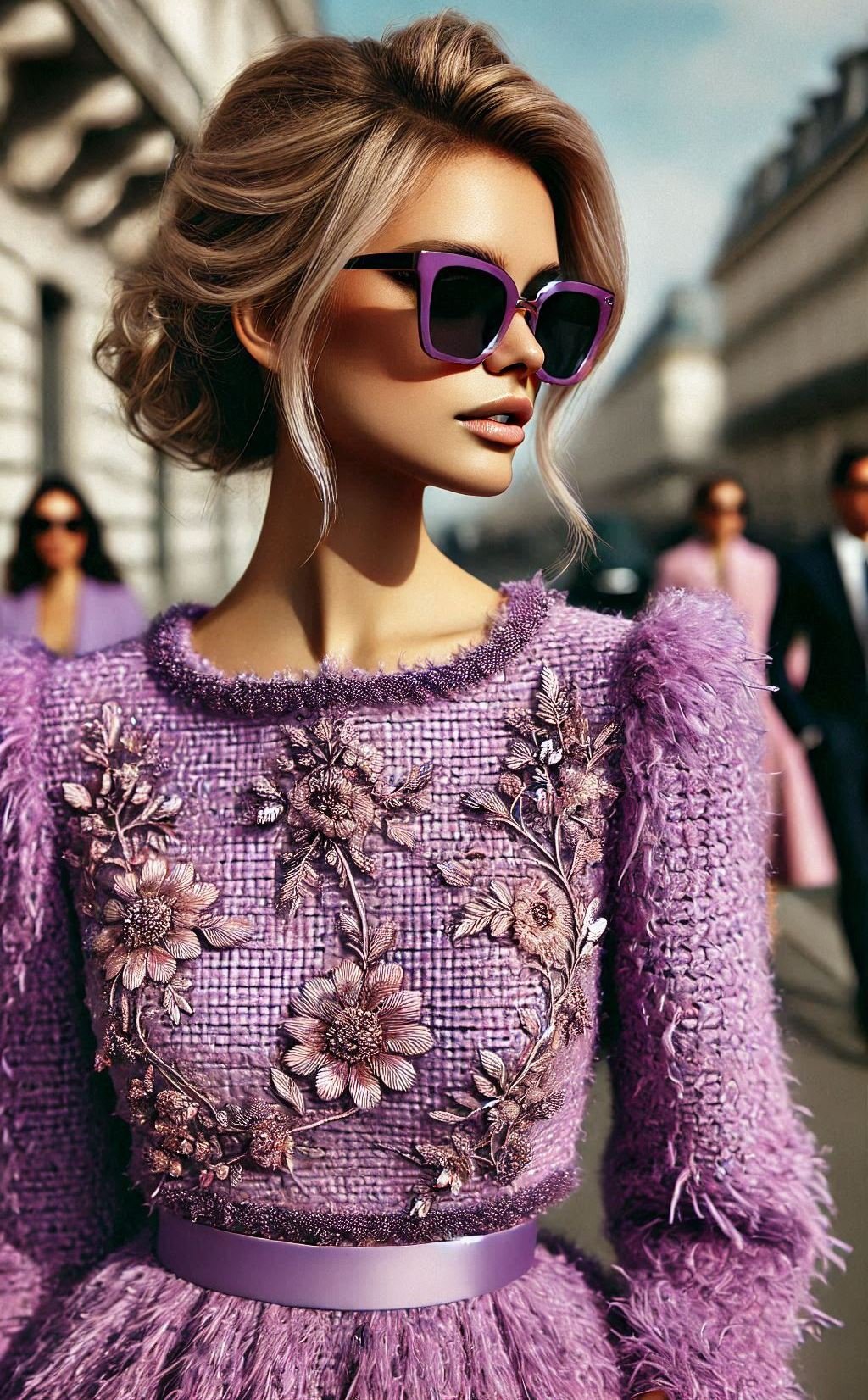 Embrace the timeless charm of a lavender tweed dress. Perfect for special occasions, it’s a classy choice that never goes out of style.