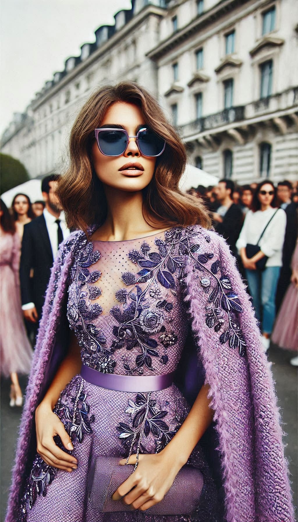 Make a statement at your next event with this stunning lavender tweed dress. It's the perfect blend of elegance and style.