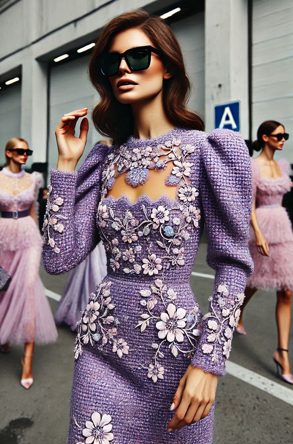 Add a touch of elegance to your wardrobe with this lavender tweed dress. Perfect for special events, it's a true standout.