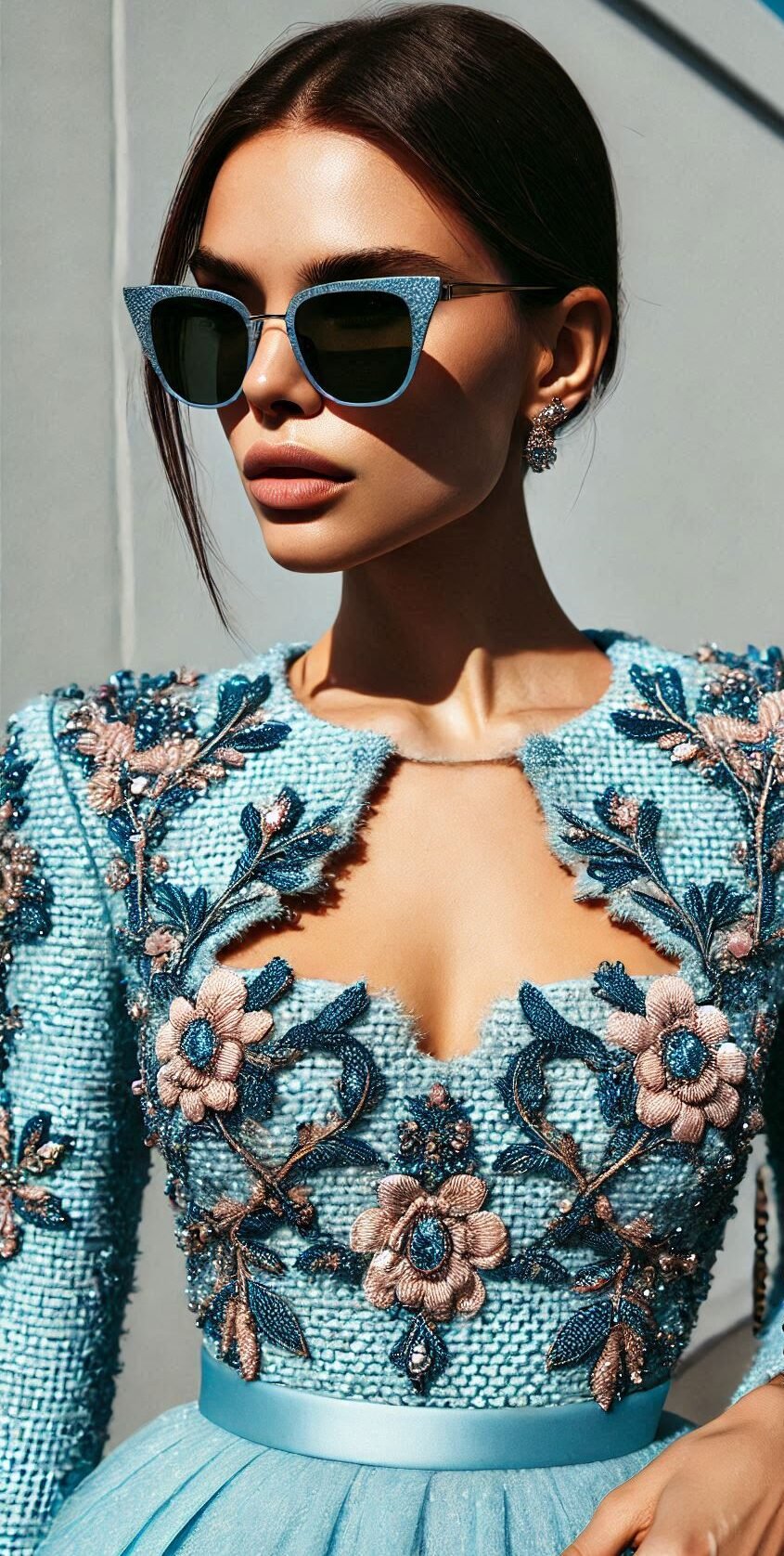 Turn heads with this beautiful light blue tweed dress. Ideal for special events, it's a stylish choice that never disappoints.