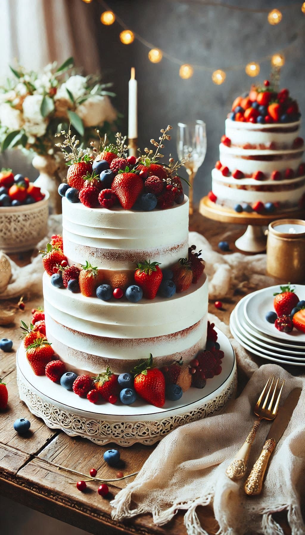 Celebrate your big day with a naked cake that’s as beautiful as it is tasty. Fresh berries and minimal frosting for the win!