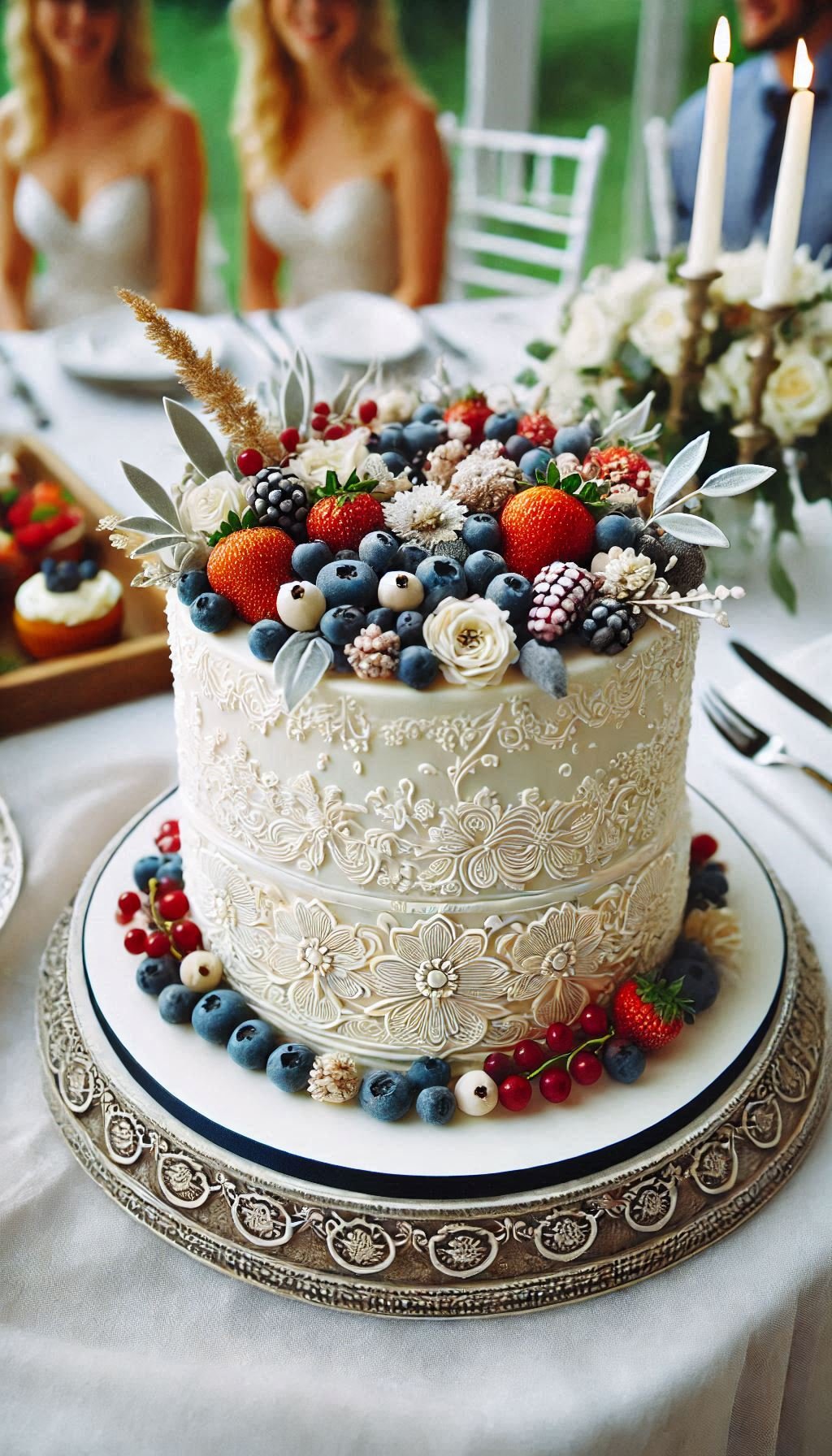 A naked cake with minimal frosting and fresh berries—perfect for couples who want to keep it simple yet stylish on their wedding day.