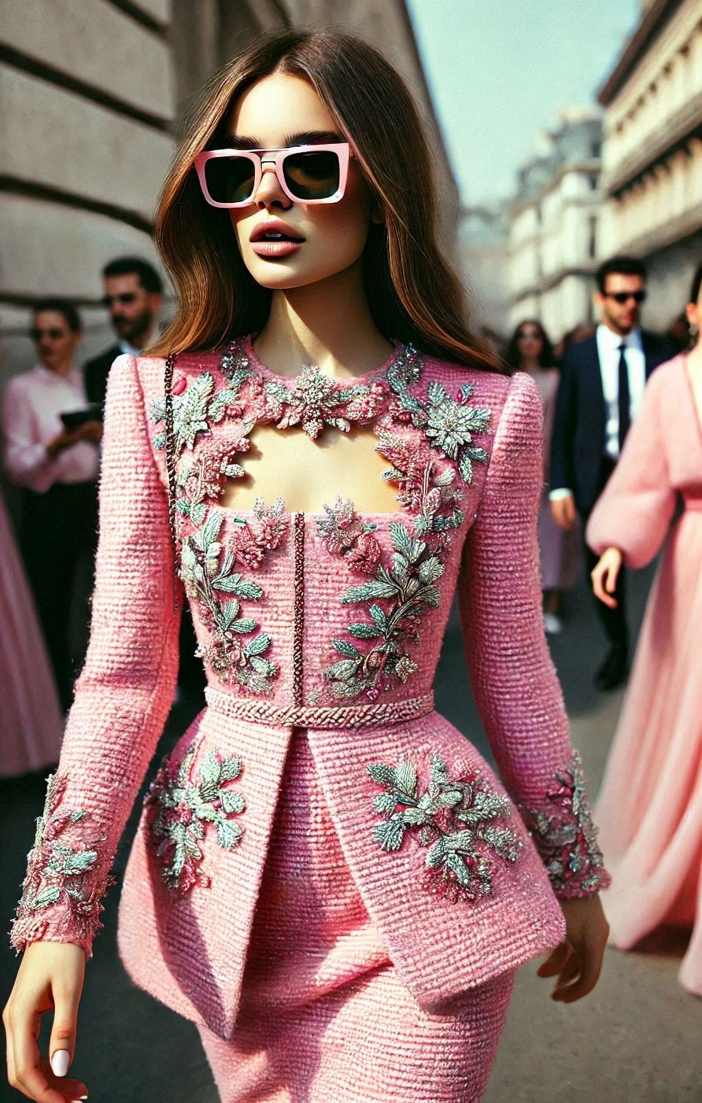 Add a touch of class to your special occasion with this pink tweed dress. The ultimate combination of elegance and fashion.