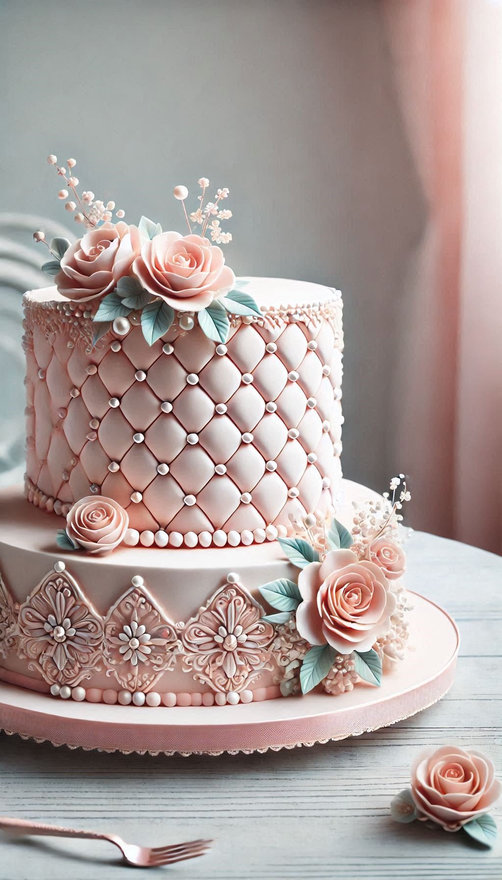 Make your wedding cake the star of the show with a quilted fondant design and pearl accents. Exquisite, elegant, and utterly delicious.
