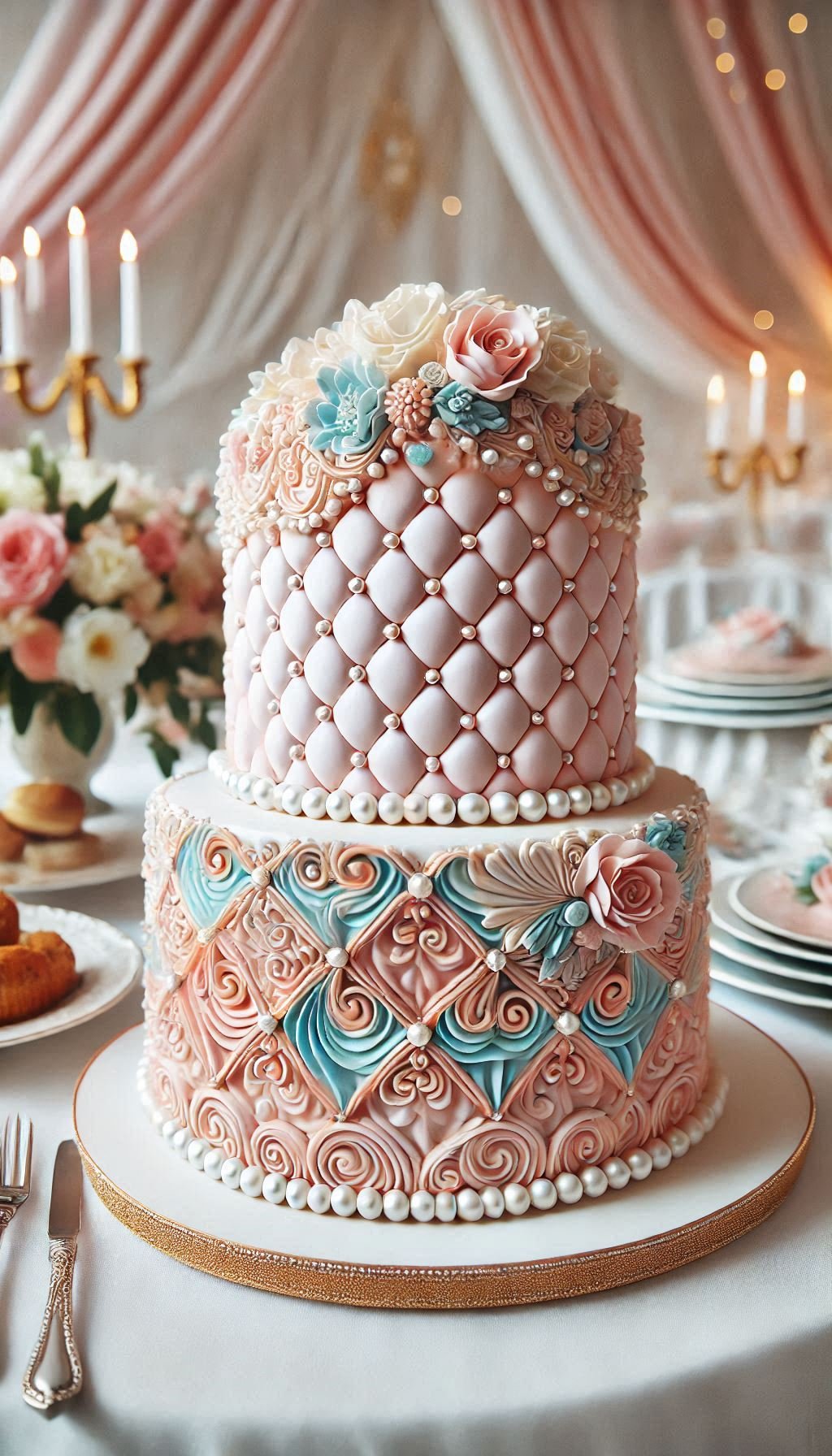 Turn your wedding cake into a work of art with quilted fondant and pearl accents. It’s a sweet addition to your elegant celebration.