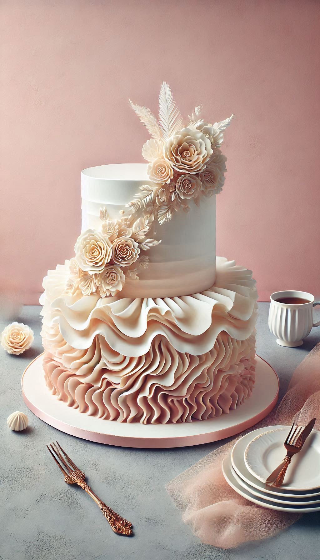 This ruffled cake with ombre layers is pure wedding magic. A sweet treat that’s as delightful to look at as it is to eat.
