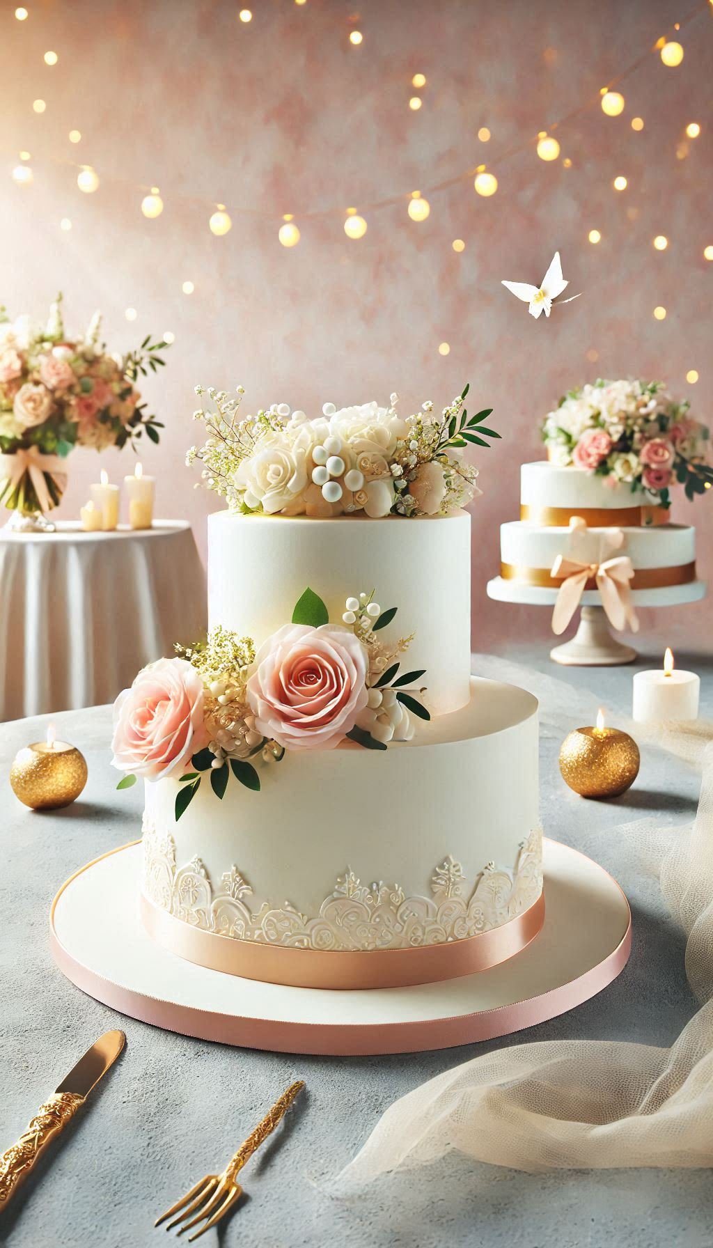 Indulge in this smooth buttercream cake adorned with fresh flowers. A perfect blend of elegance and natural beauty for your wedding day!