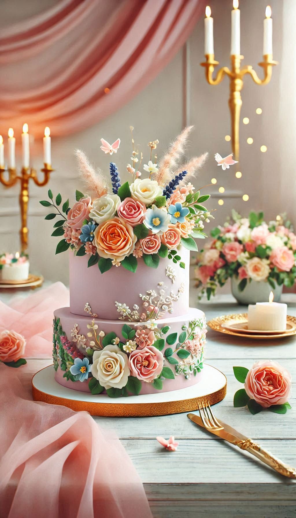 Embrace simplicity with this smooth buttercream cake. Fresh flowers add a delightful touch of natural beauty to your wedding day.