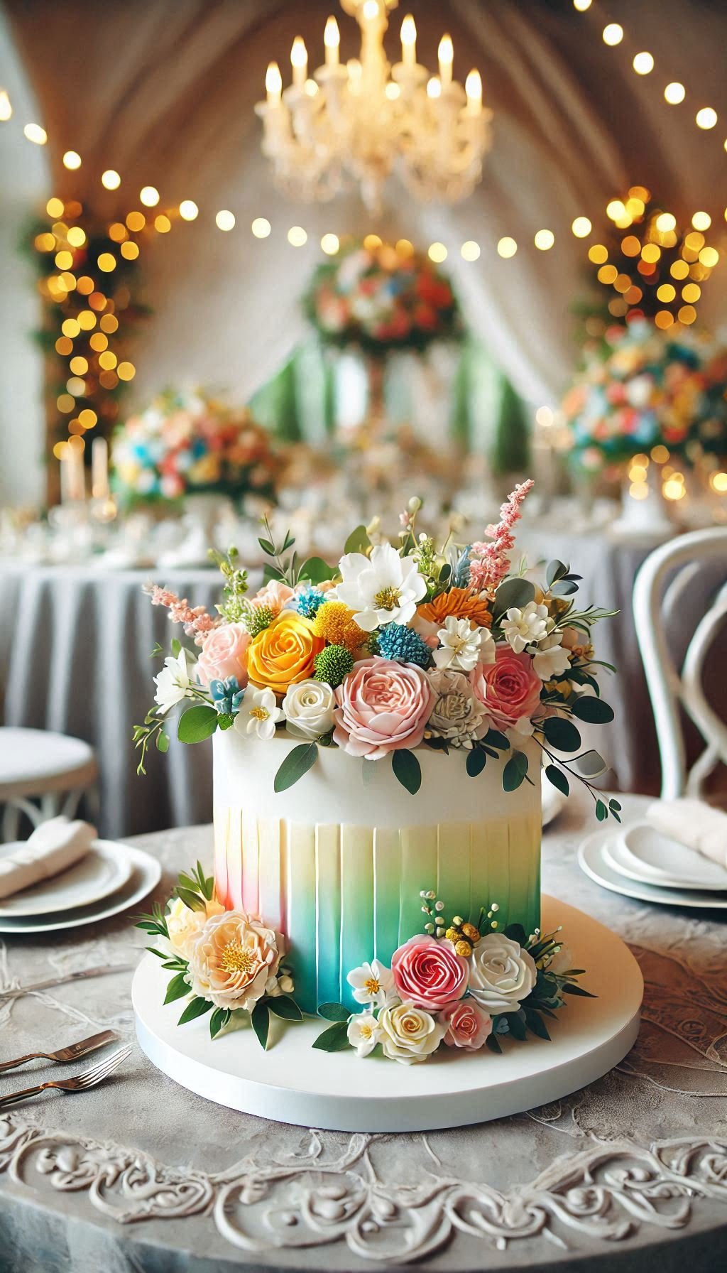 Indulge in this smooth buttercream cake adorned with fresh flowers. A perfect blend of elegance and natural beauty for your wedding day!