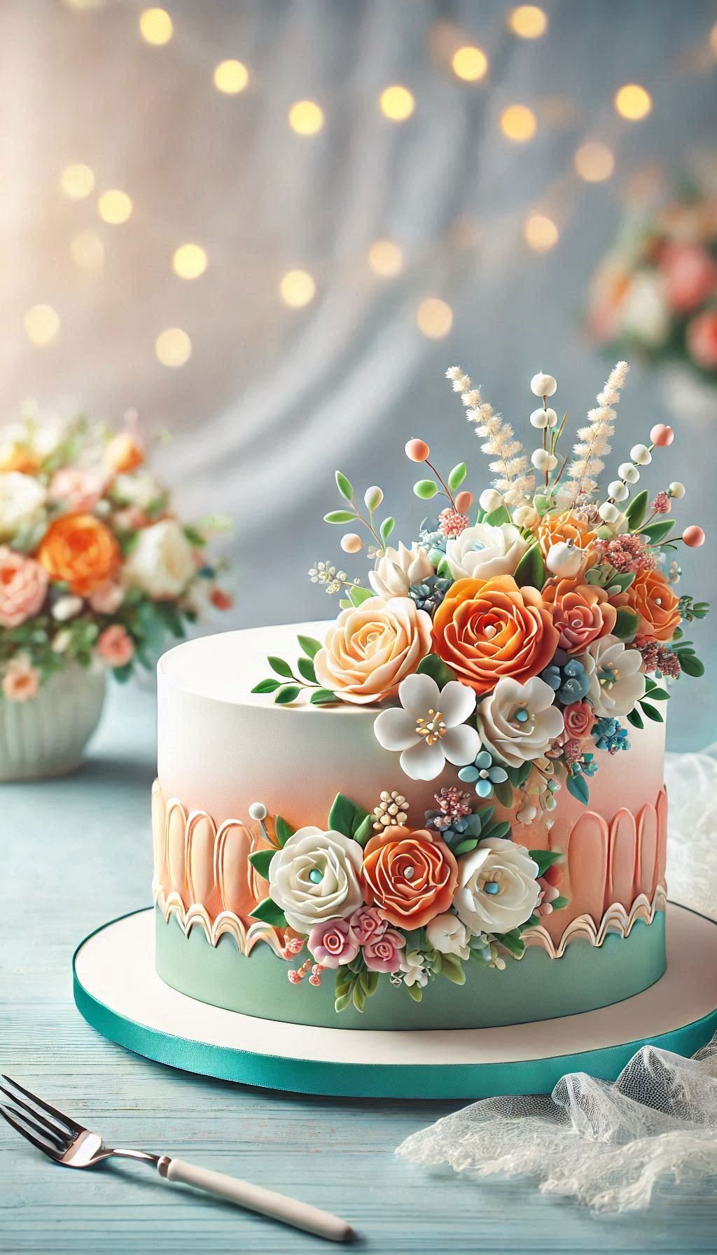 A smooth buttercream cake decorated with fresh flowers—because your wedding deserves a touch of natural elegance and delicious charm.