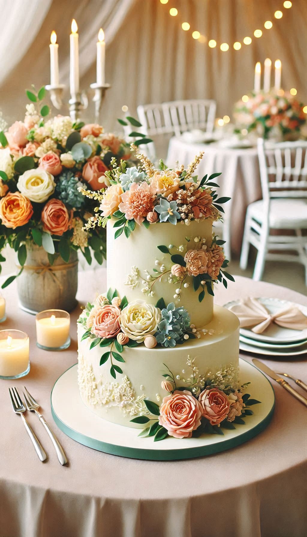 This smooth buttercream cake with fresh flowers is a dreamy addition to any wedding. Elegant, tasteful, and beautifully crafted!