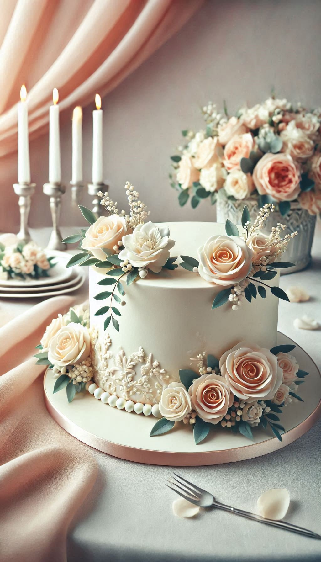 This wedding cake, with smooth buttercream and fresh flowers, is the epitome of natural elegance. A sweet treat that’s visually stunning.