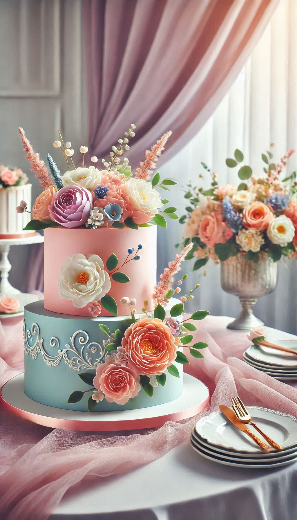 Add a touch of nature to your wedding with this smooth buttercream cake. Fresh flowers create a charming and delectable masterpiece.