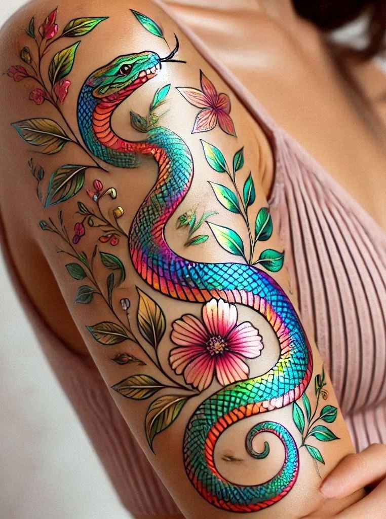 Show off your edgy side with a fierce snake tattoo. A powerful symbol of transformation and strength that’s sure to turn heads!