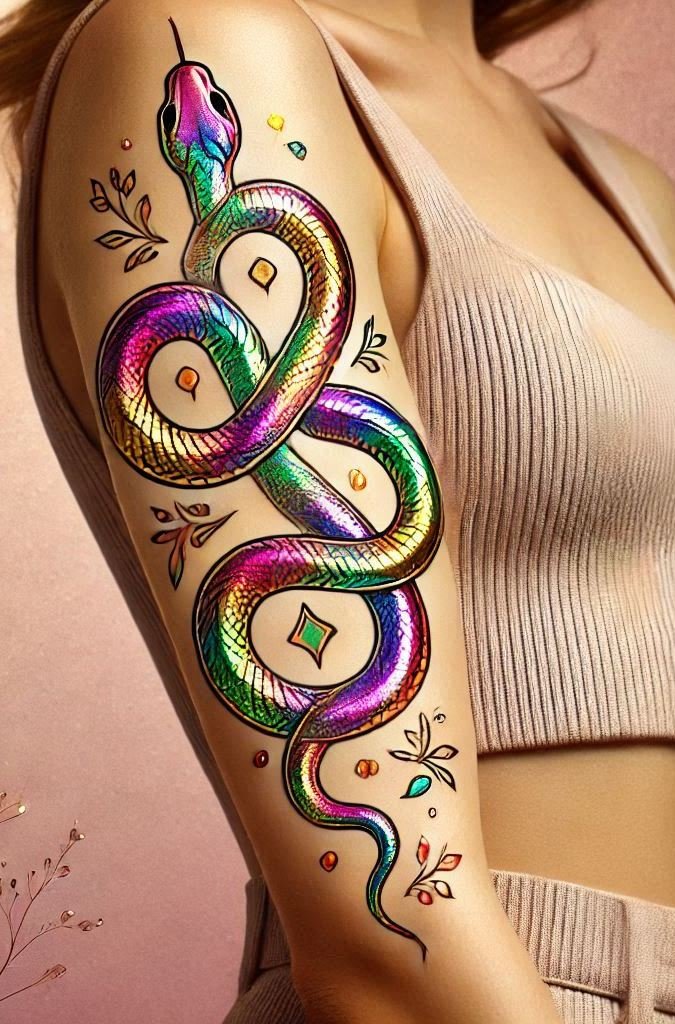 Slither into a world of elegance with this beautiful snake tattoo. A striking design that’s sure to stand out!