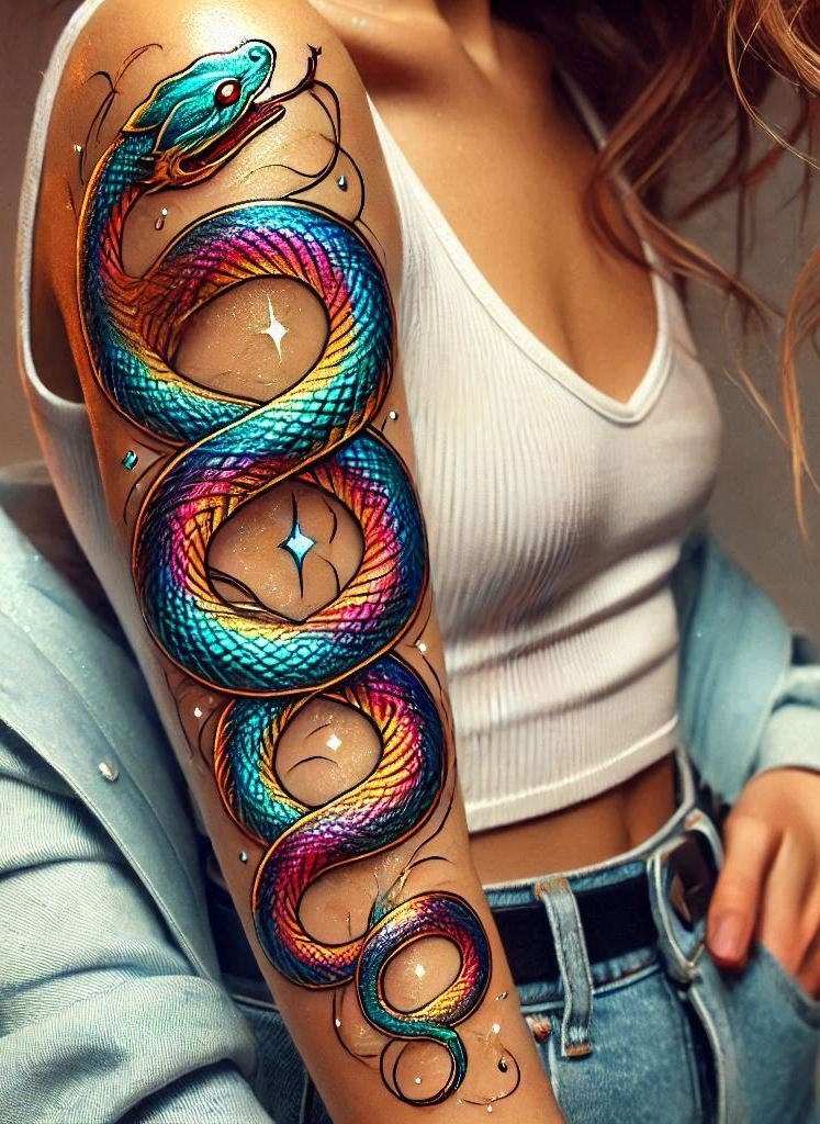 Get ready to mesmerize with a sleek snake tattoo. A captivating design that combines elegance and edge!