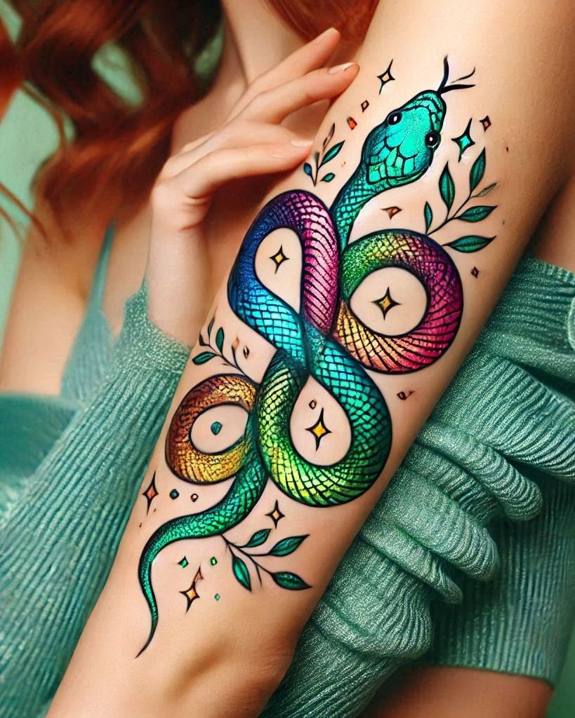 Show off your wild side with a striking snake tattoo. A powerful design that’s sure to make a statement!