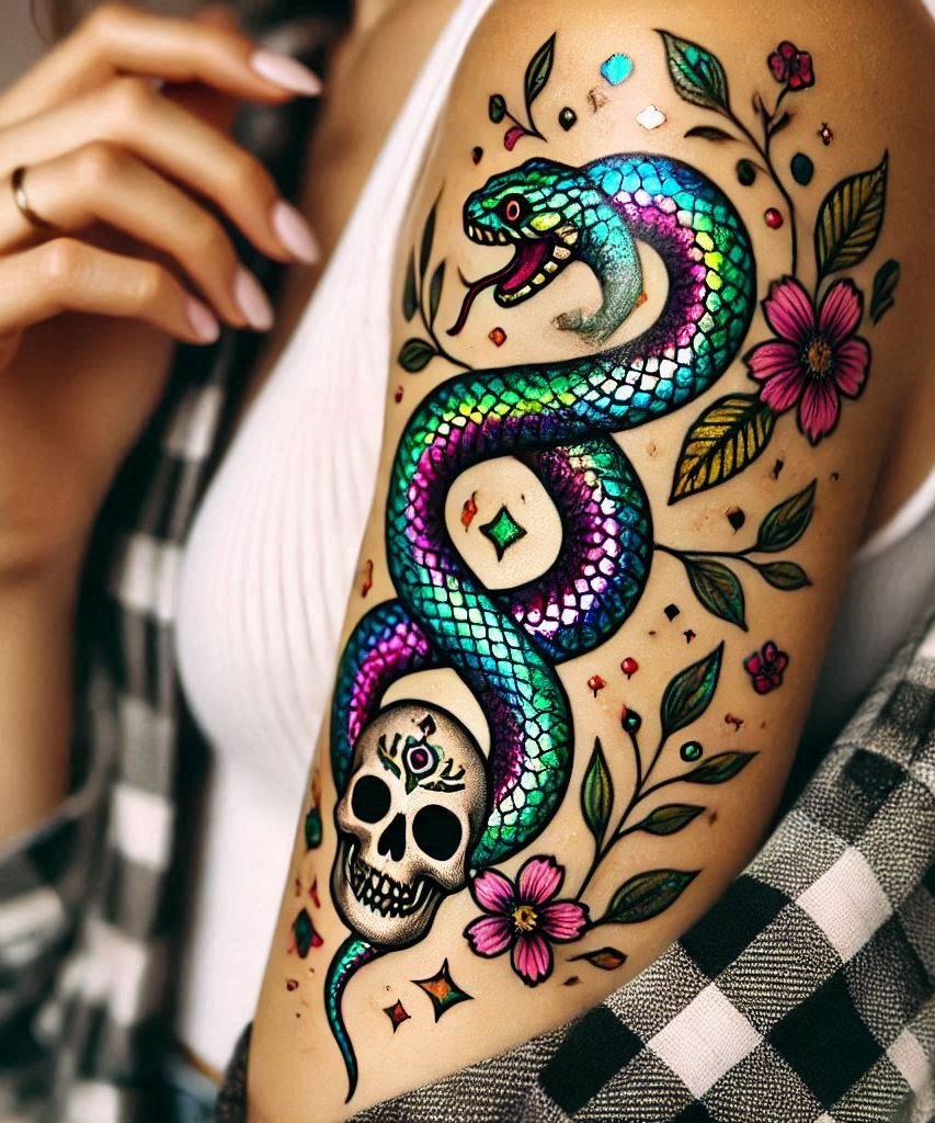 Embrace the beauty of the serpent with this stunning snake tattoo. Perfect for adding a touch of mystique to your ink!