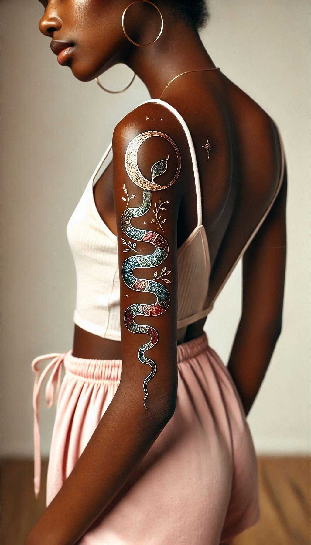 Embrace the beauty of the serpent with this stunning snake tattoo. Perfect for adding a touch of mystique to your ink!