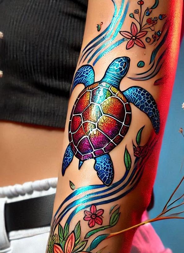 Embrace the serenity of a turtle tattoo. Perfect for adding a touch of grace and tranquility to your ink collection!