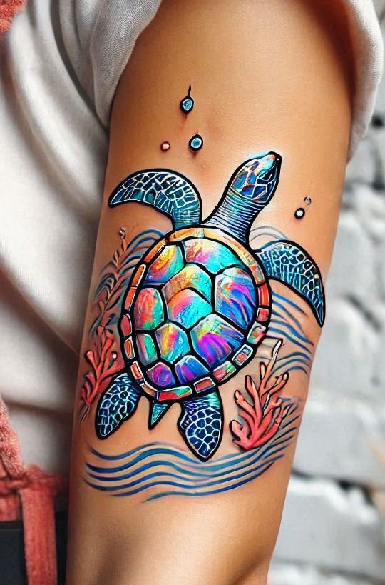 Showcase your zen side with a turtle tattoo. This design embodies patience, resilience, and a deep connection with nature!