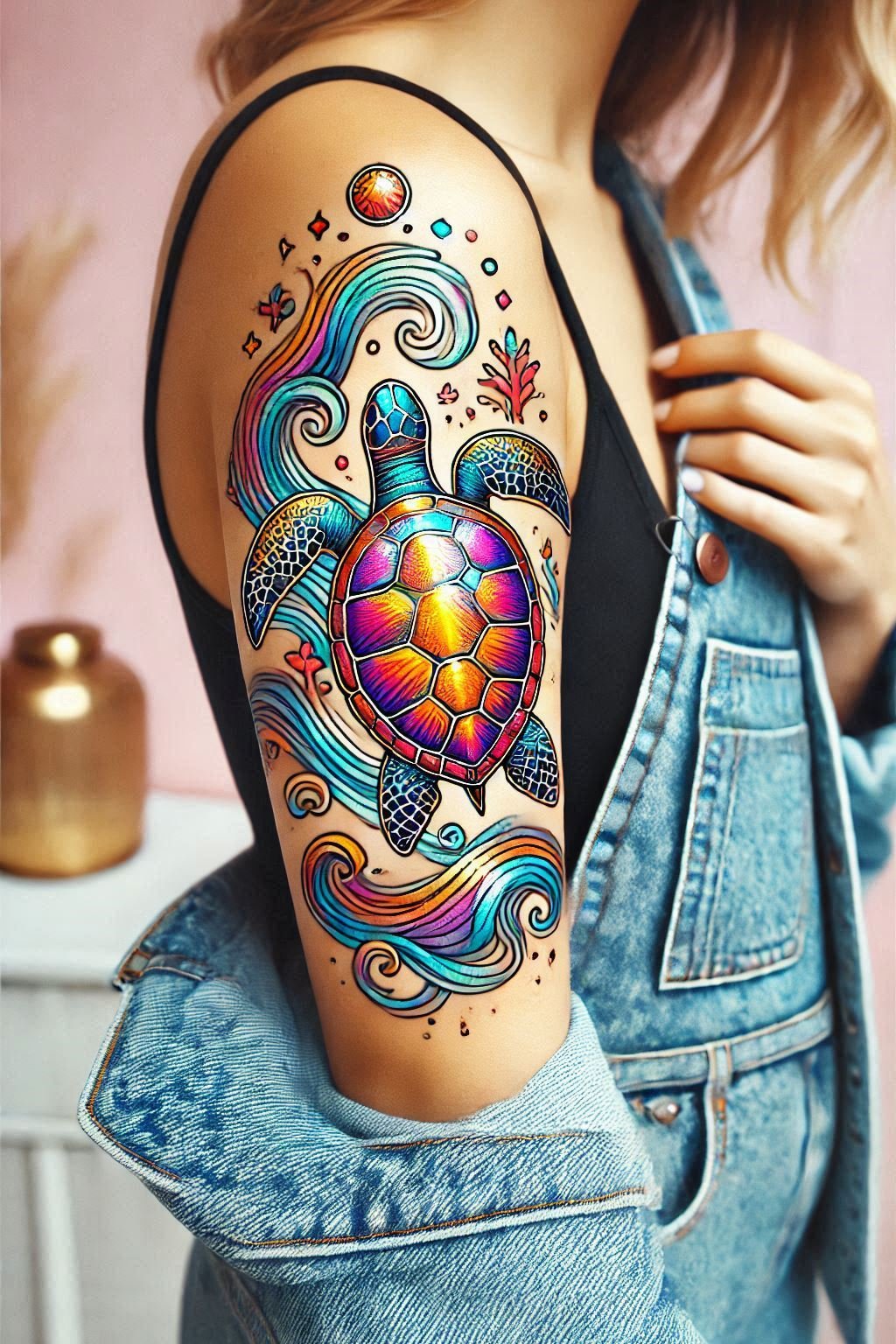 Show off your zen vibes with a beautiful turtle tattoo. A design that embodies tranquility and a deep connection with nature!