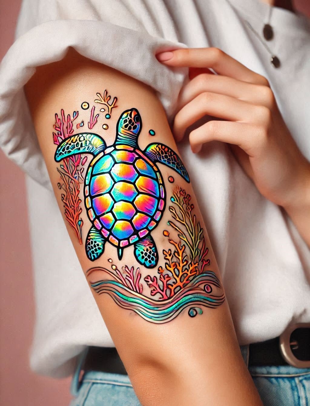 Dive into the world of elegance with a stunning turtle tattoo. A symbol of endurance and peaceful beauty that never goes out of style!