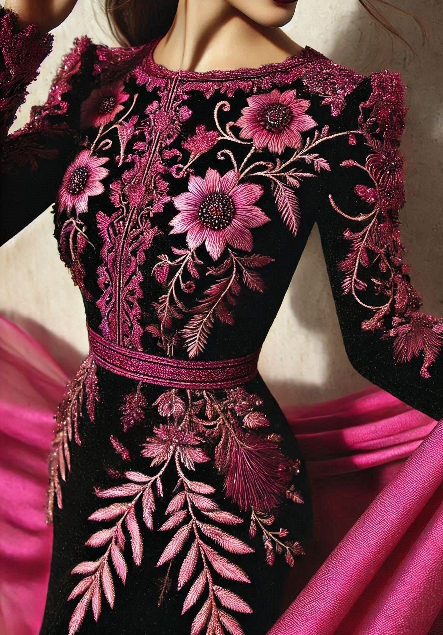 Embrace the bold elegance of this pink and purple tweed dress. Perfect for special occasions, it’s a stylish choice that’s sure to impress.