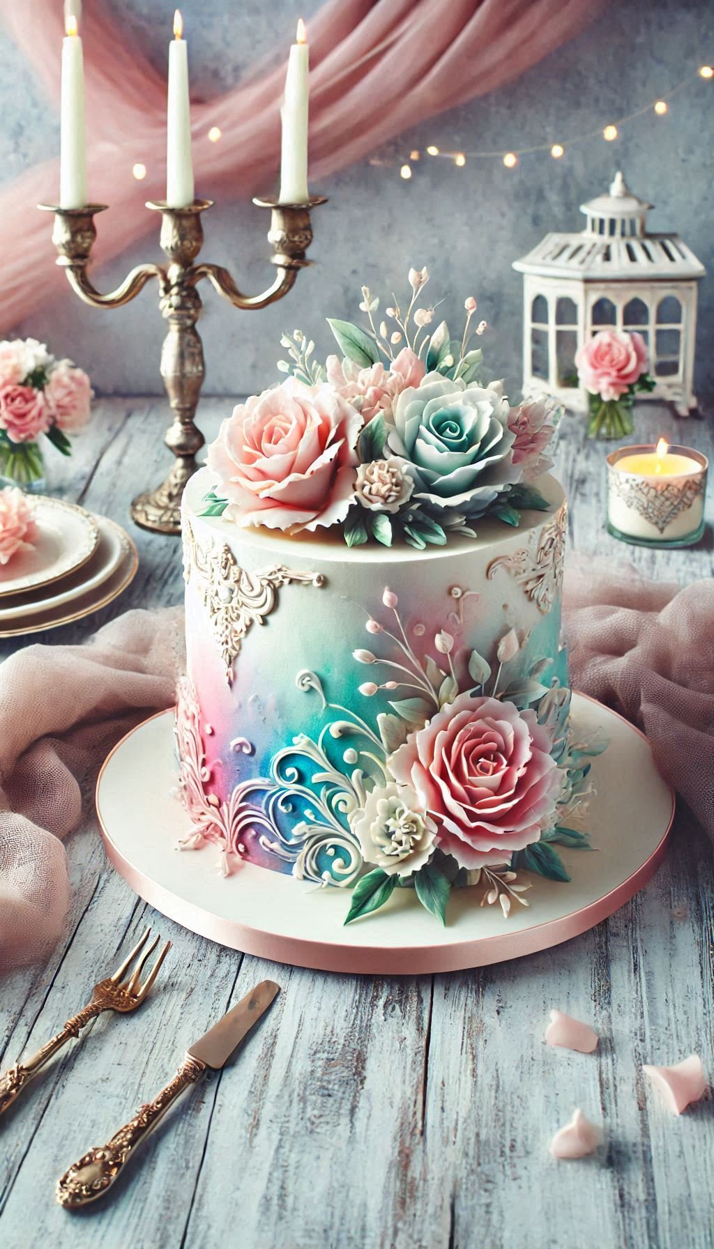 This wedding cake with watercolor-style frosting in romantic shades is pure poetry in edible form. A dreamy addition to your big day!