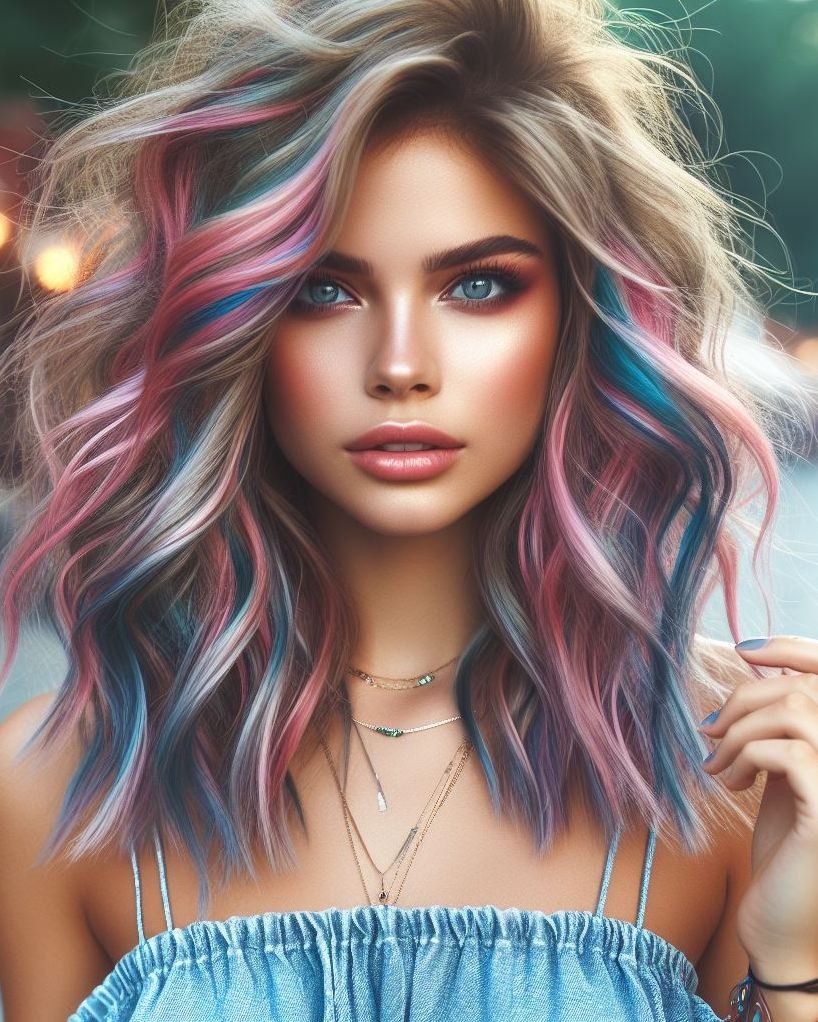 Blue and pink dual highlights: because your hair deserves to be as playful and adventurous as you are. Ready to turn heads with this eye-catching duo? Hair Color Inspirations