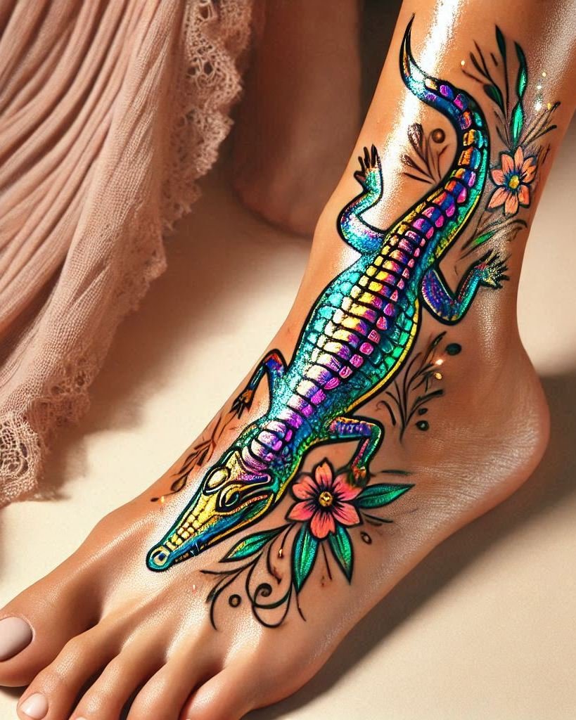 Unleash your wild side with a crocodile-themed tattoo. These fierce designs are perfect for showing off your love for reptiles!