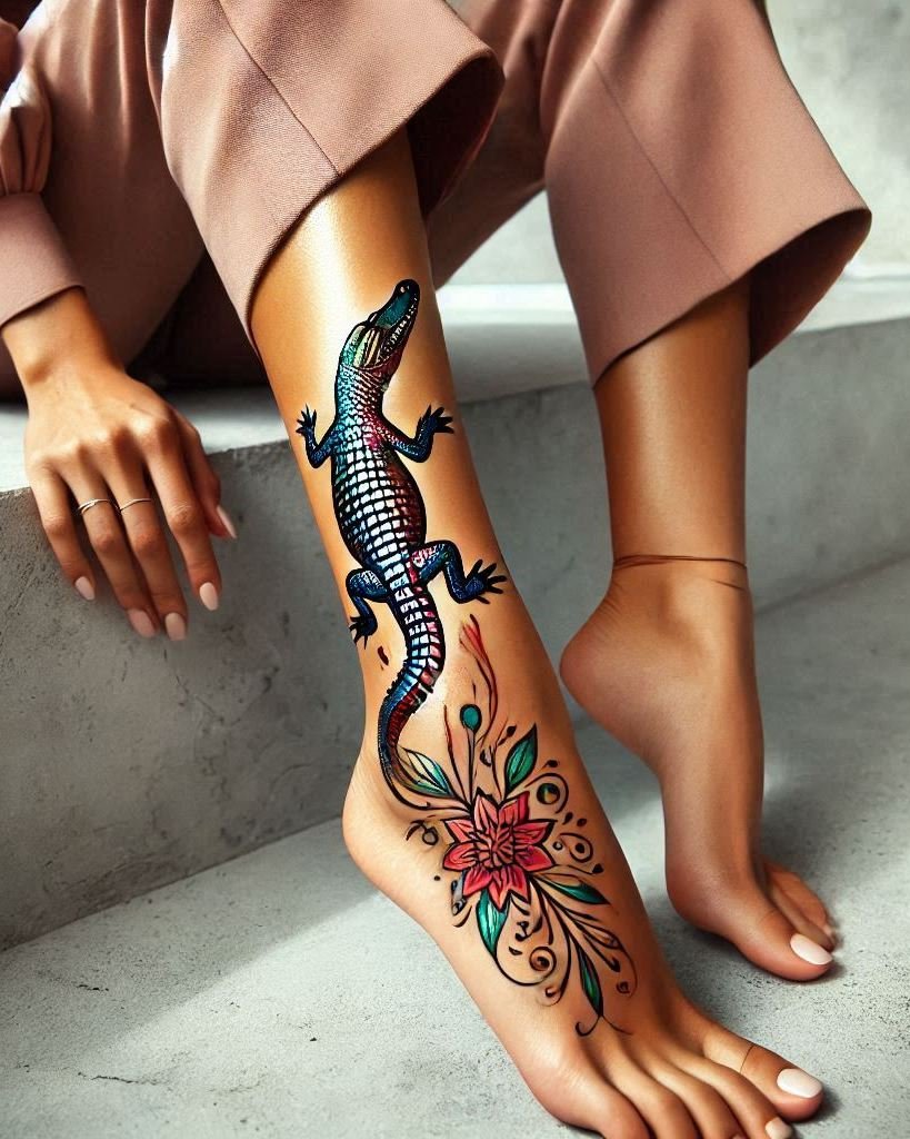 Crocodile tattoos: because your skin deserves a touch of prehistoric power. Get ready to snap up some serious style!