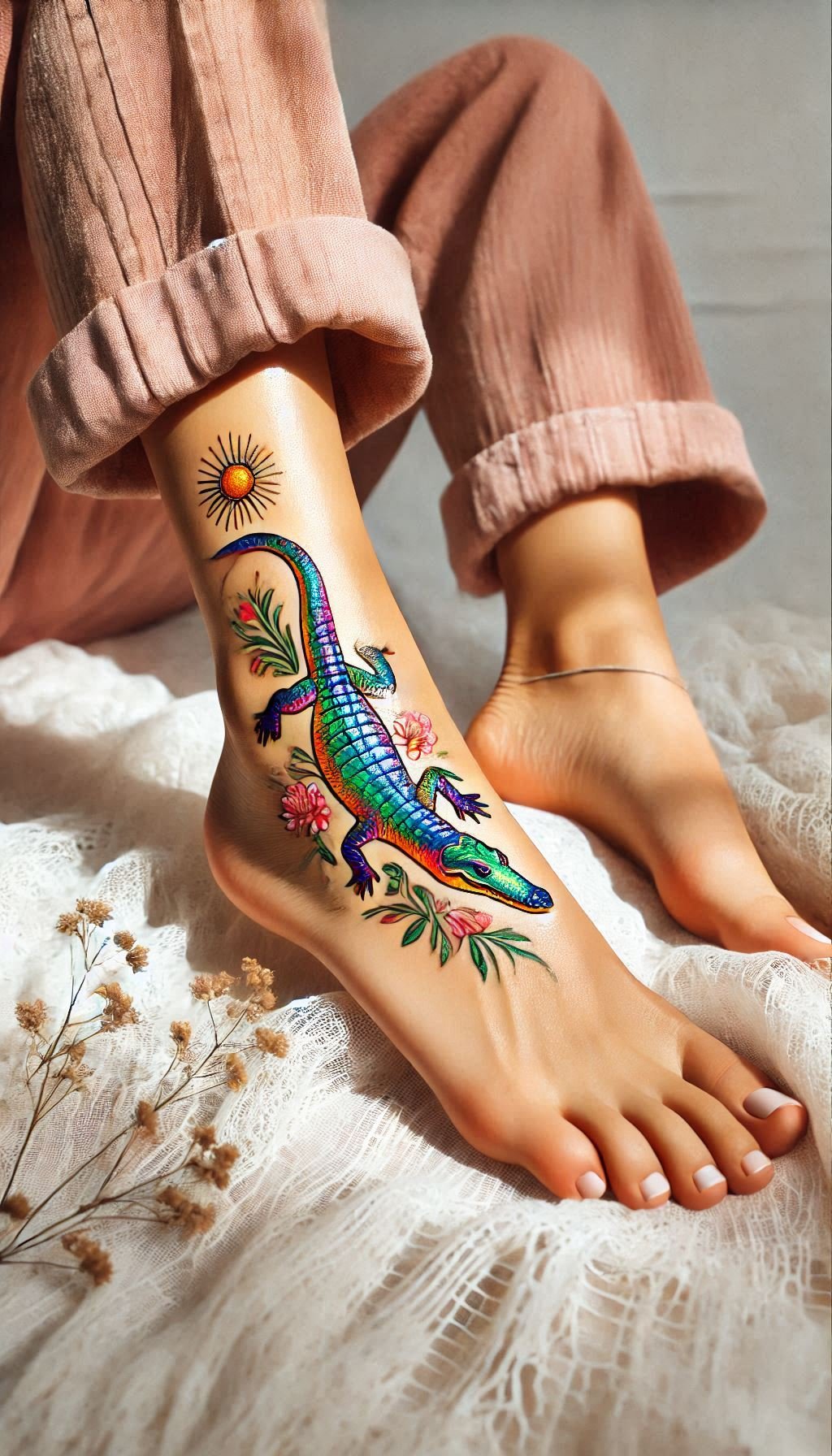 Make a splash with a crocodile tattoo. These designs are perfect for those who love the raw, untamed beauty of reptiles.
