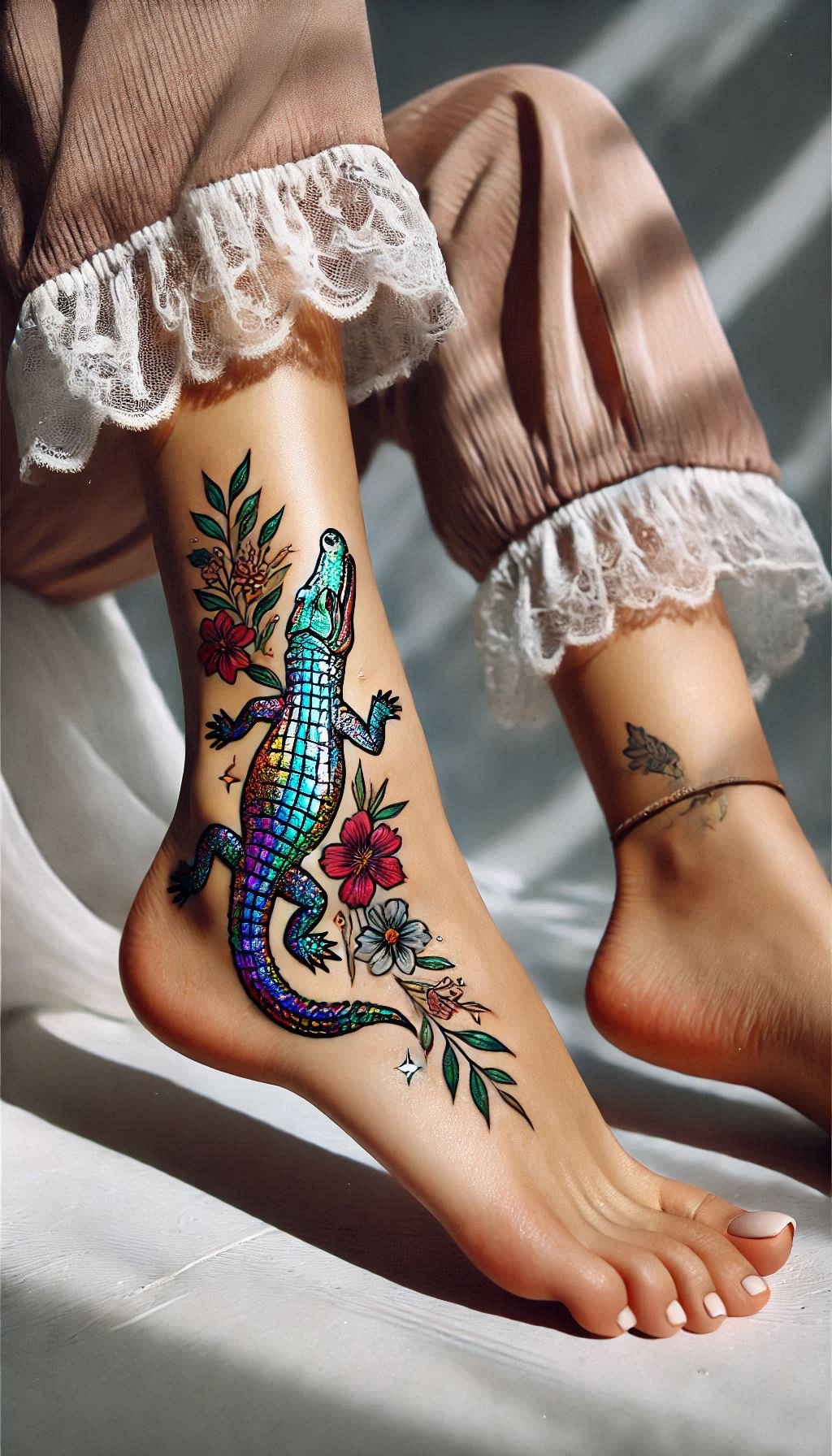 Crocodile tattoos: where art meets primal power. Get ready to turn heads with these stunning reptilian designs!