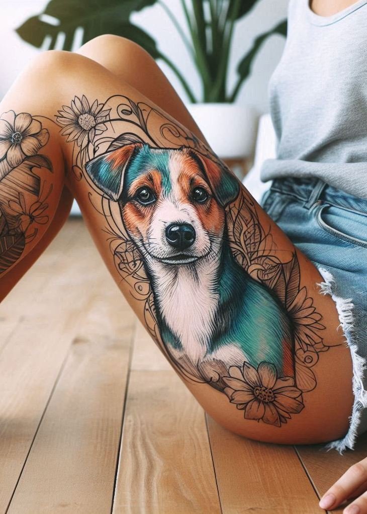 Furever Faithful: 70+ Dog Tattoos That Are Woof-Worthy! | Pocoko Dog Tattoos for Girls: Because diamonds are a girl's best friend...unless she has a dog. Then, matching ink is essential.