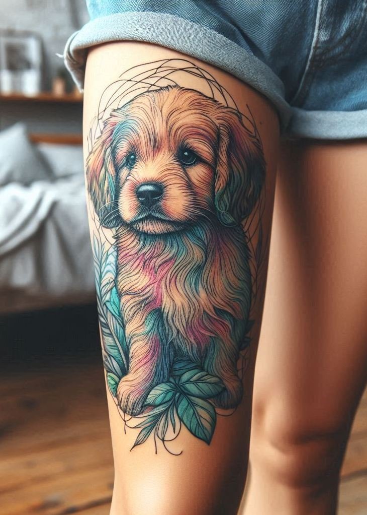 Furever Faithful: 70+ Dog Tattoos That Are Woof-Worthy! | Pocoko Dog Tattoos for Girls: A permanent tribute to the slobbery kisses and wagging tails that make life so much better.